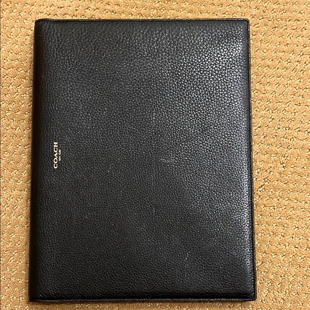 Coach Black Textured Leather Padfolio
